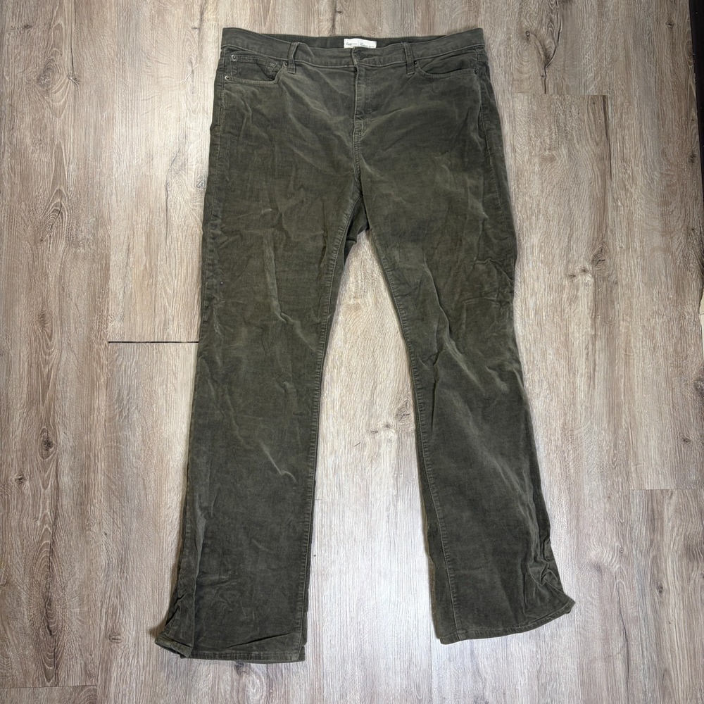 GAP Perfect Boot Cut Pants Womens 34R (36x32) Green Corduroy Cotton Blend
